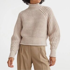 H&M Cream Knit Turtleneck Sweater XXL Oversized 27” pit-to-pit unstretched.